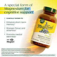 MegaFood Magtein capsules inside bottle enable easy daily intake for memory support