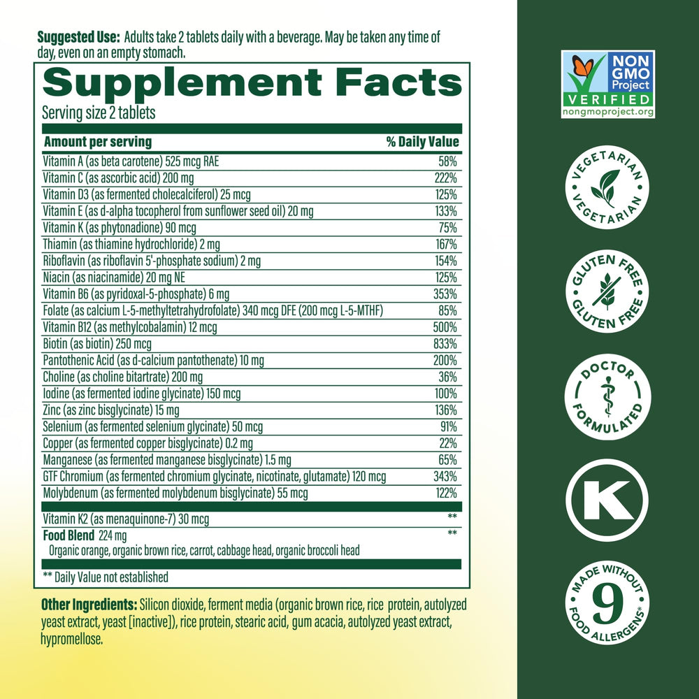 MegaFood Men's 40+ bottle closeup highlighting vegetarian formulation for adults over 40.