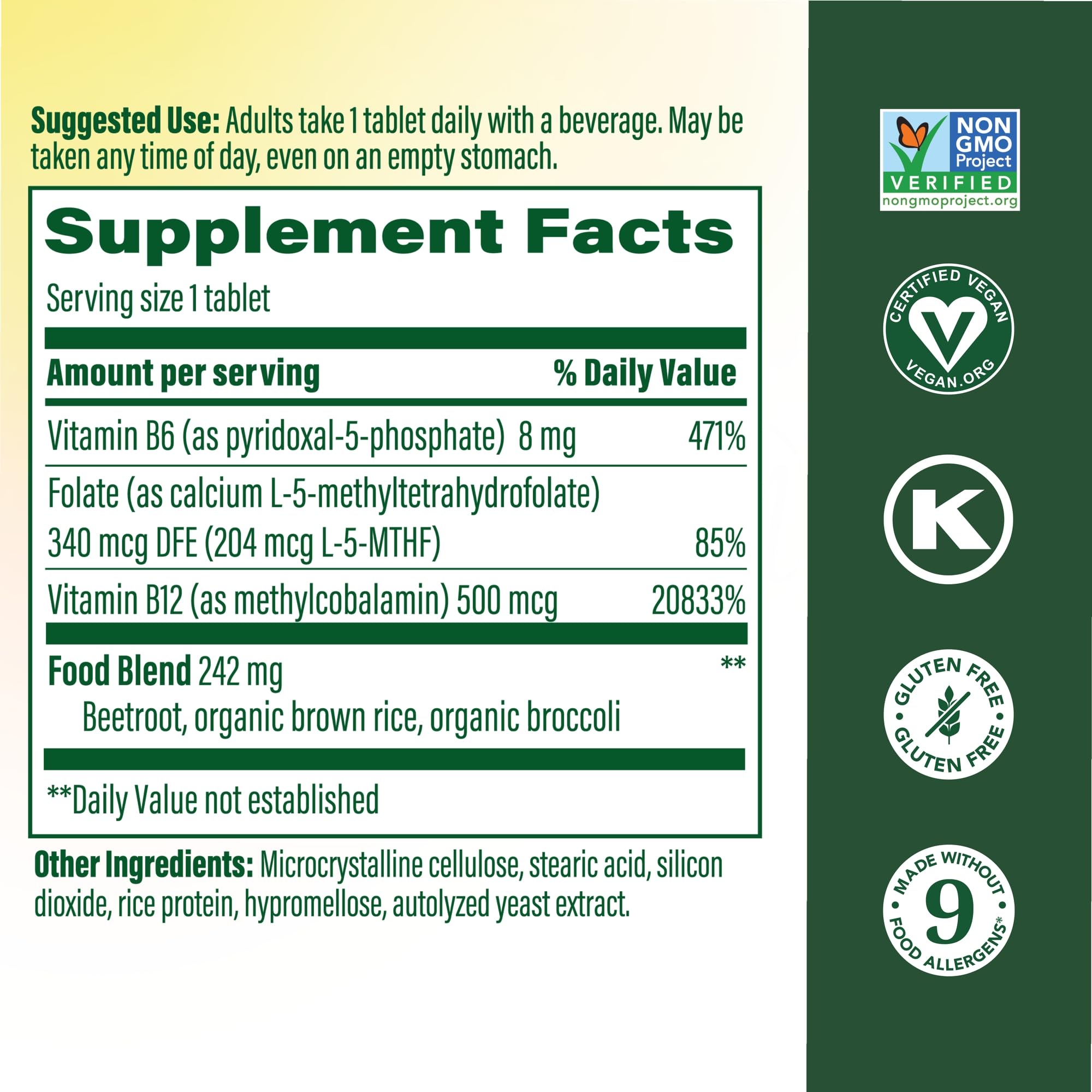 MegaFood Methyl B12 bottle being poured for convenient daily intake