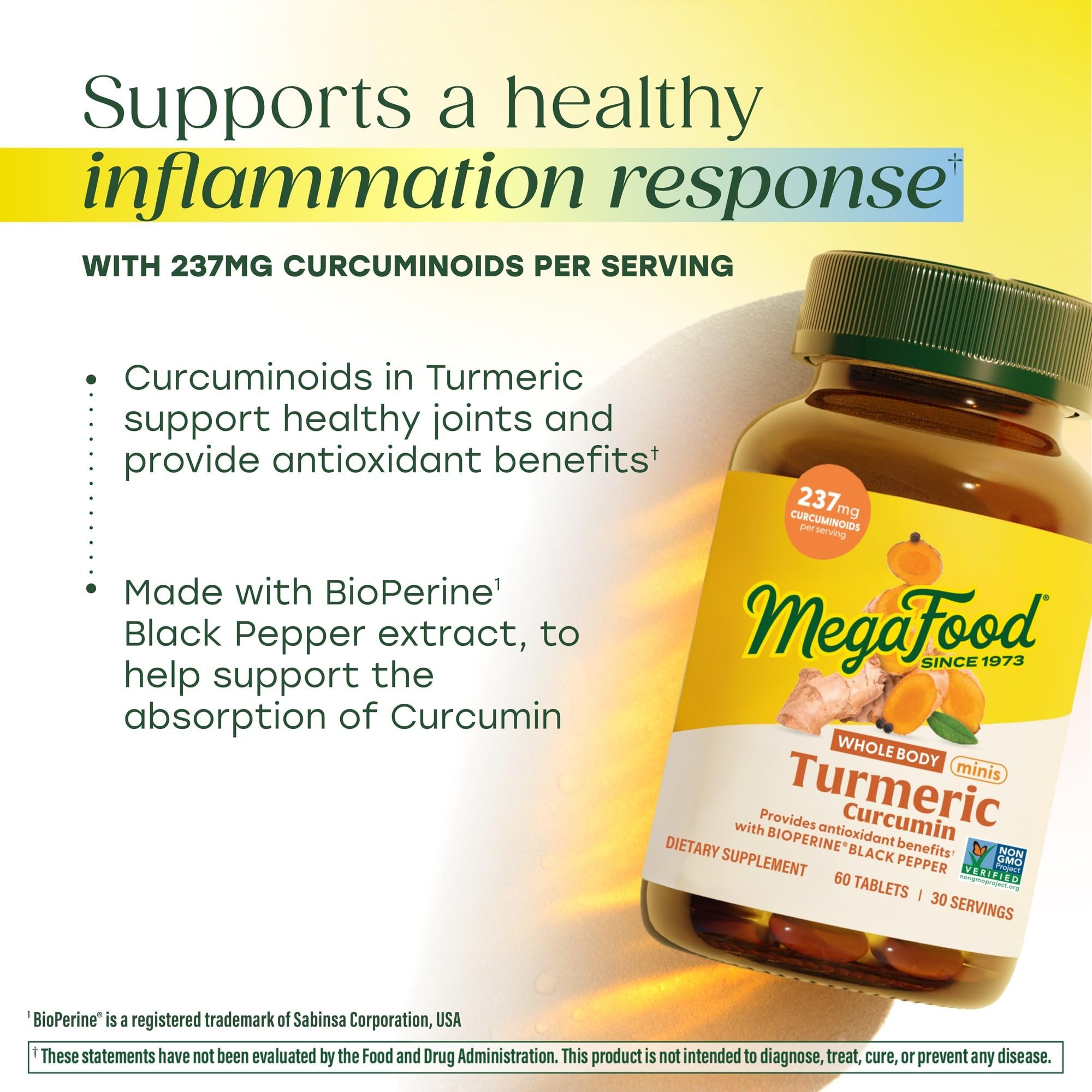 MegaFood mini tablets close-up emphasizes small size for easy dosing.