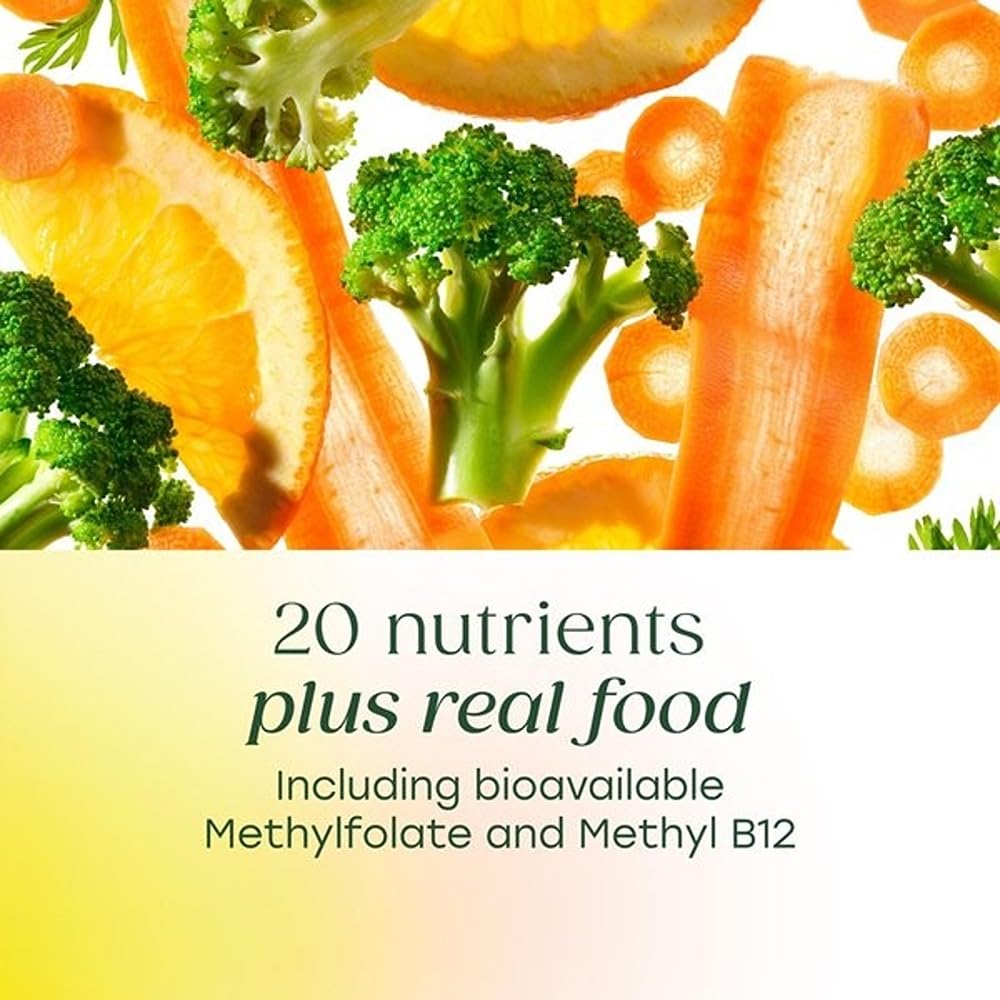 MegaFood Multi for Women 55+ bottle and label highlighting gluten-free vegetarian features.