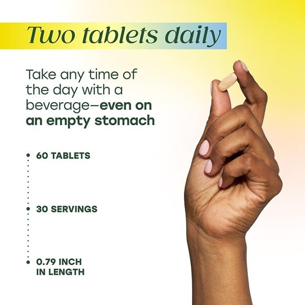 Morning routine shot with MegaFood Multi for Women 55+ pills.