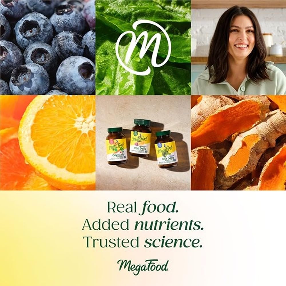 Ingredient sourcing visuals for MegaFood Multi for Women 55+.