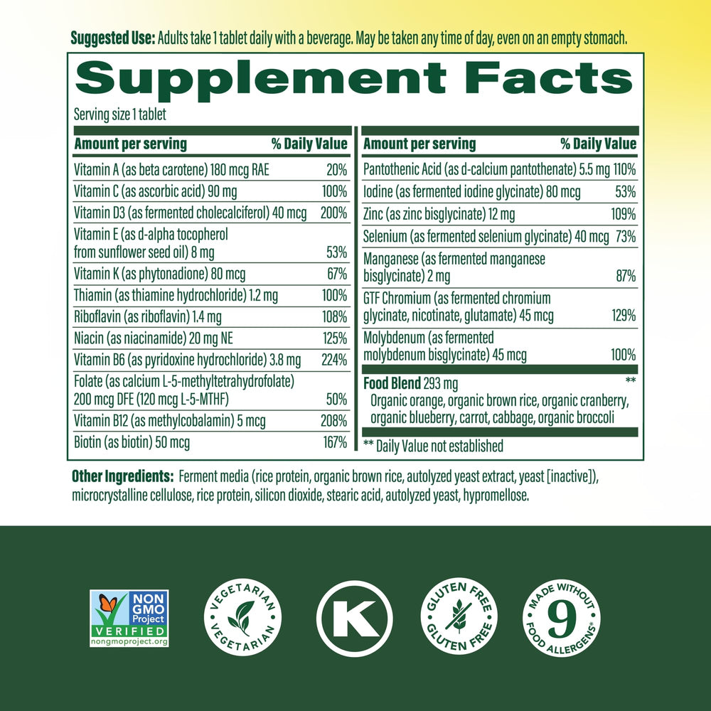 MegaFood bottle label highlighting B complex for energy and nervous system health.