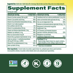 MegaFood bottle label highlighting B complex for energy and nervous system health.