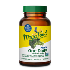 megafood one daily men's multivitamin bottle front for daily energy and immune support