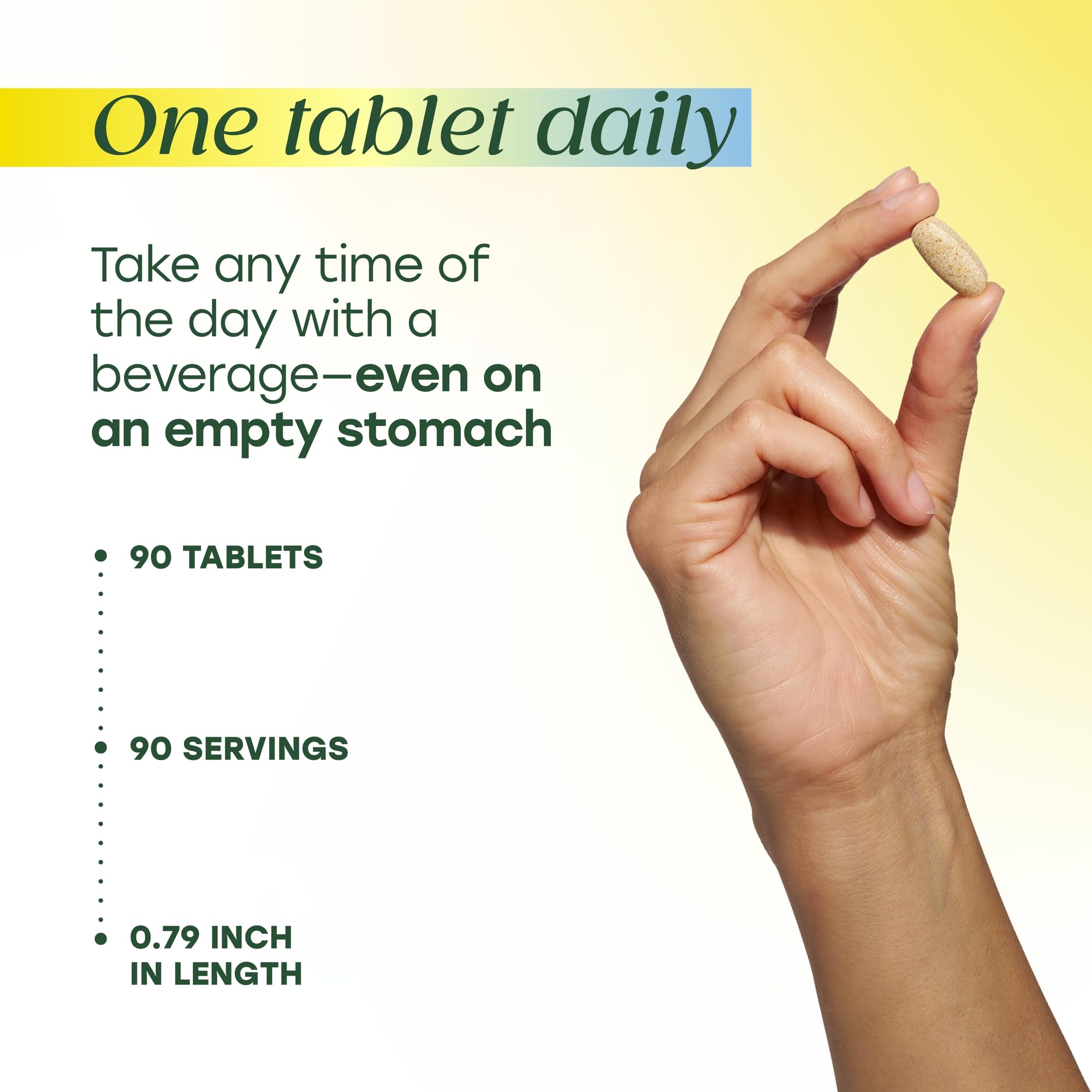 megafood one daily men's multivitamin tablet on hand illustrating convenient daily use
