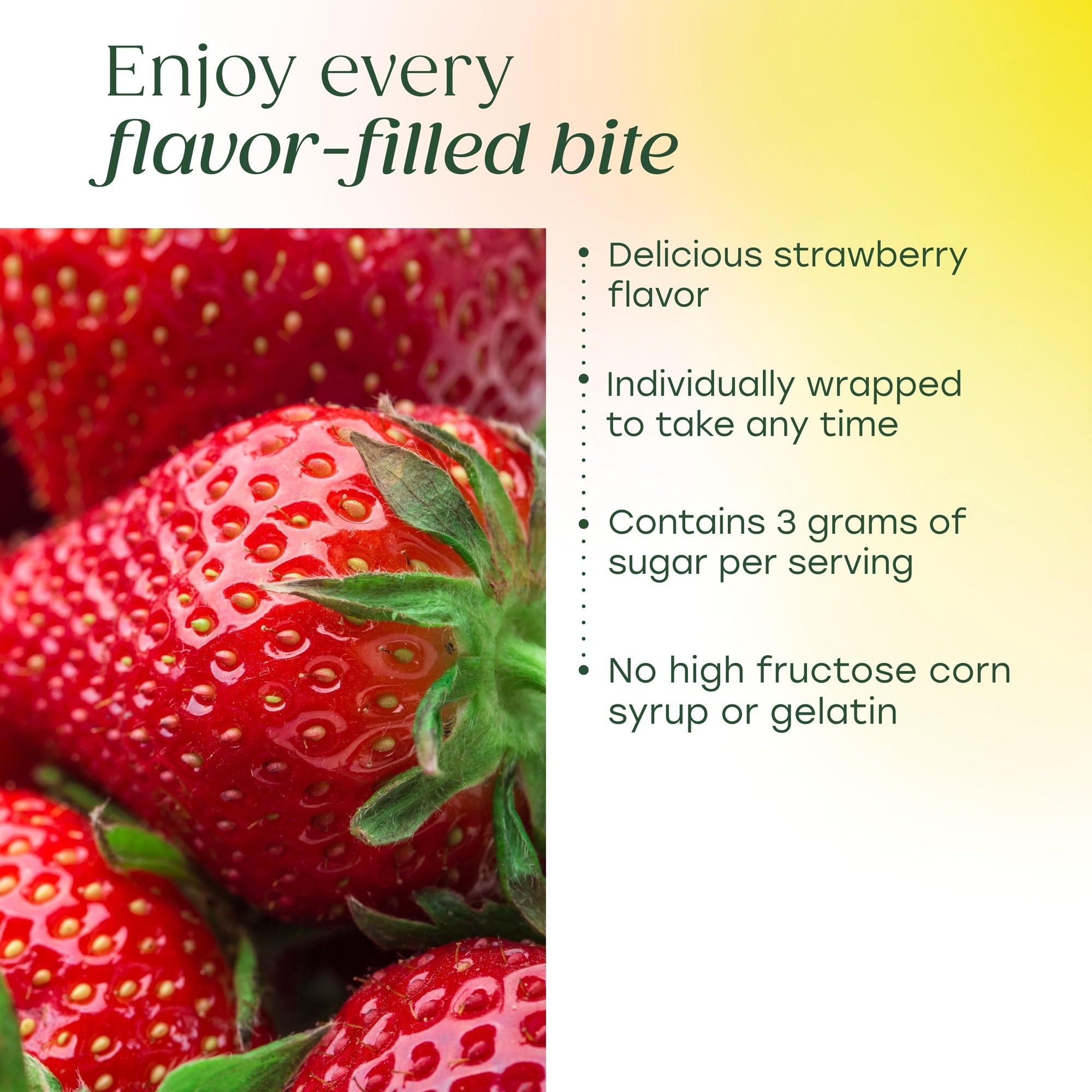 Two MegaFood Relax Calm strawberry chews for on-the-go use.
