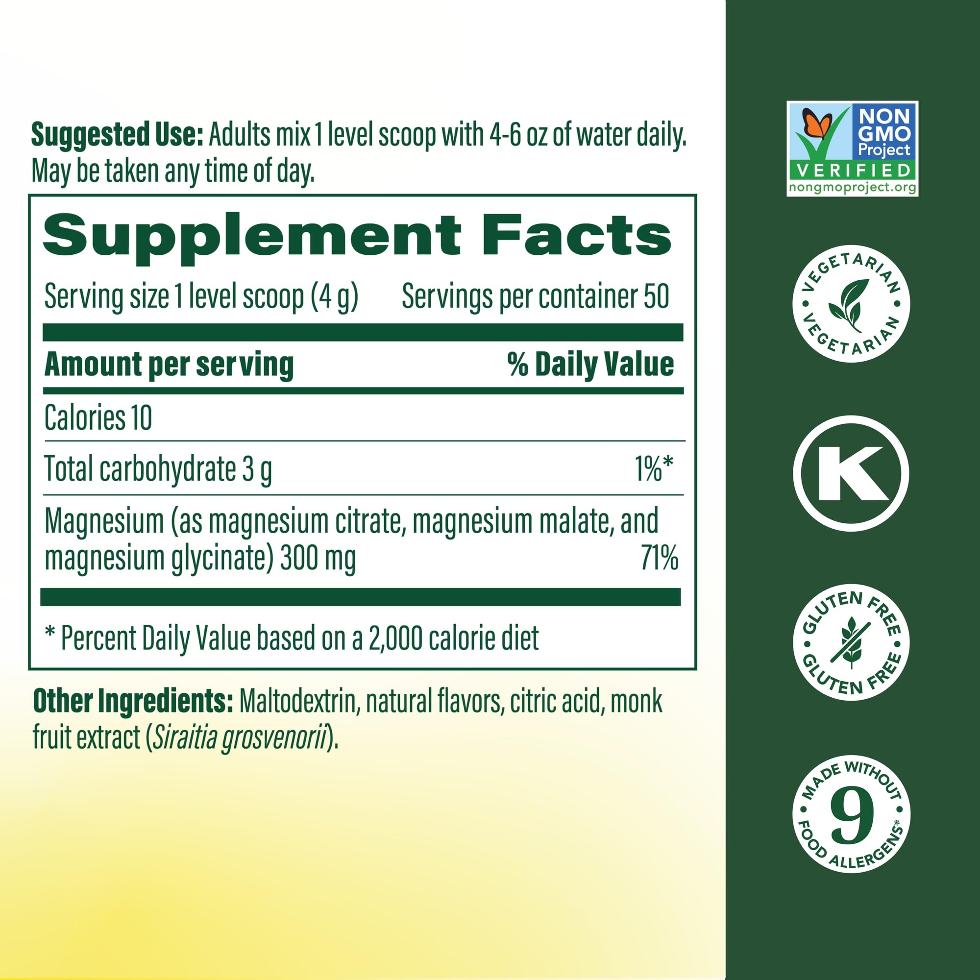 Scoop of MegaFood Relax + Calm magnesium powder next to the bottle for easy daily use.