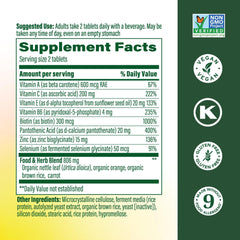 MegaFood Skin, Nails & Hair 2 tablets close-up highlighting convenient daily vitamins