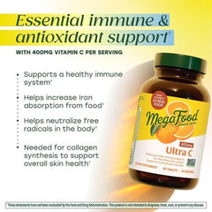 MegaFood Ultra C 400 mg label detail shows vegan and real food ingredients.