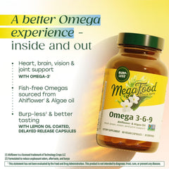 Ingredients panel of MegaFood vegan omega 3 6 9 plant based oils