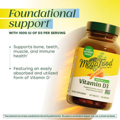 MegaFood Vitamin D3 1000 IU label detail highlights ingredients and vegetarian formula
