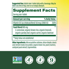 MegaFood Vitamin D3 label close-up showing ingredients and certifications.