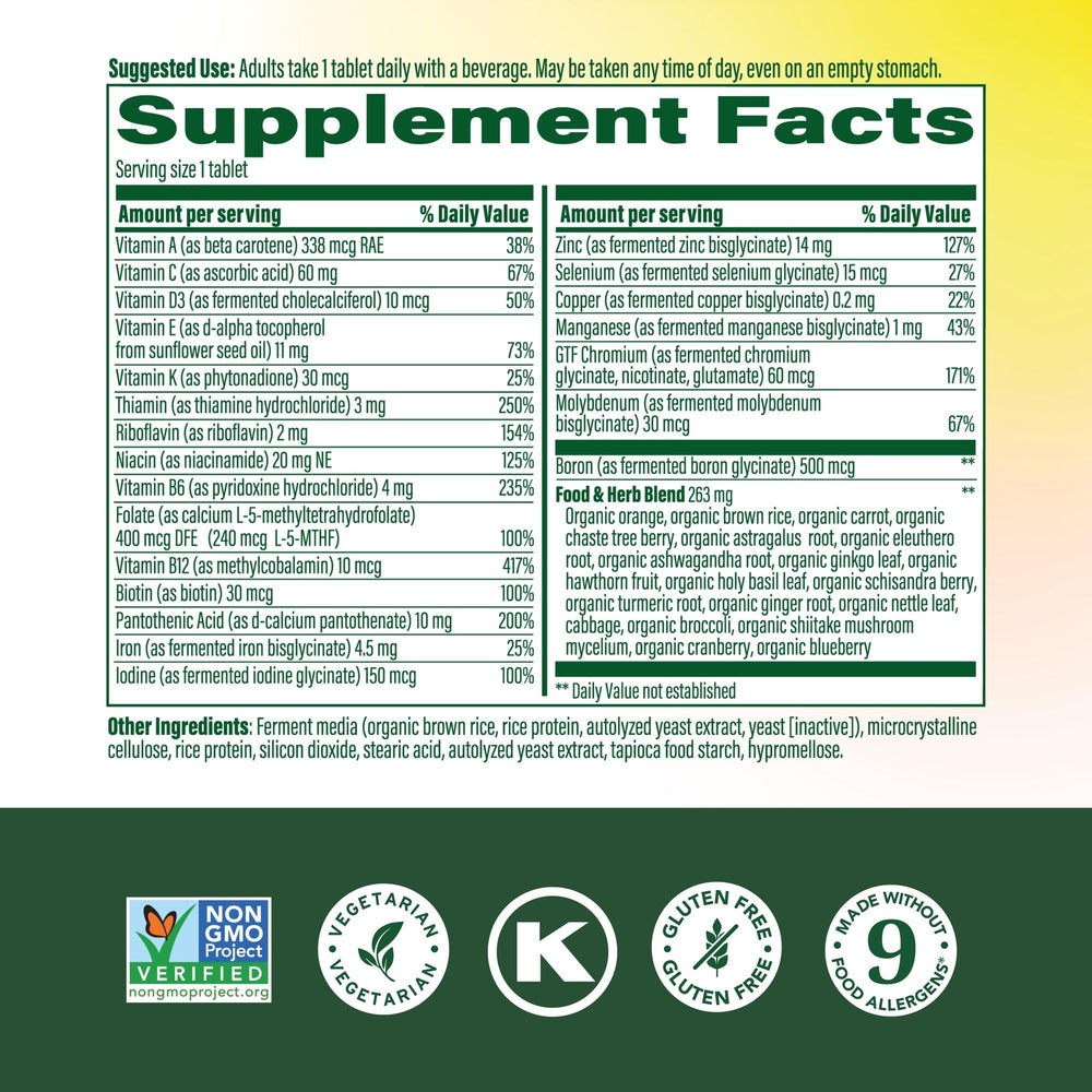 MegaFood Women 40+ tablet close-up for daily energy support.