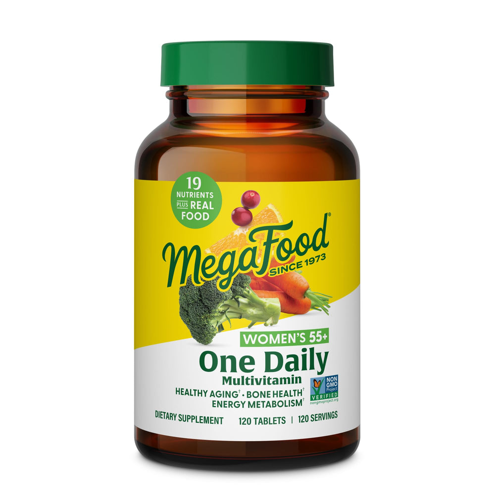 MegaFood Women 55+ multivitamin bottle front for daily aging-support