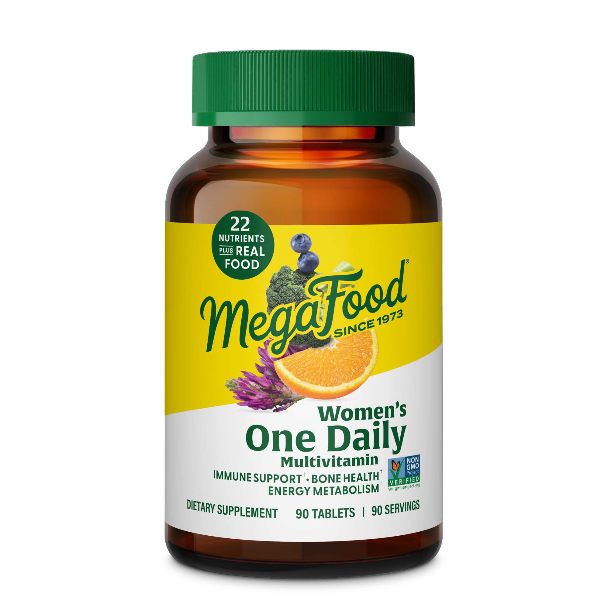 MegaFood Womens Multivitamin One Daily bottle ready for daily energy and bone support.