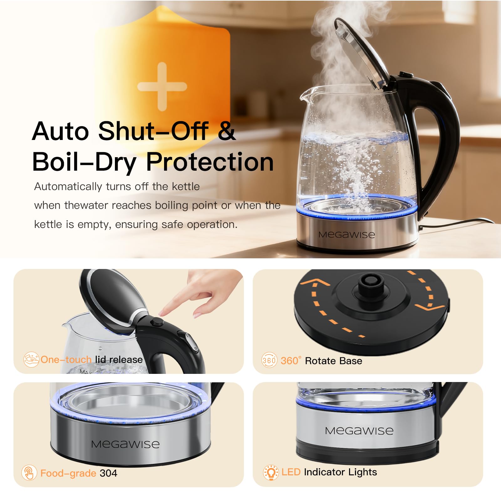 MEGAWISE CX-817 boil-dry protection prevents damage when empty