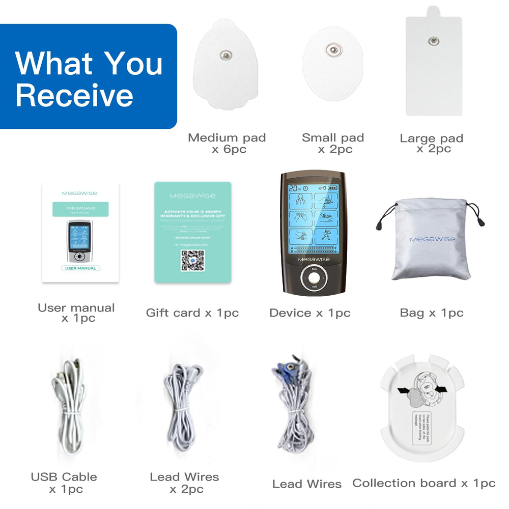 MEGAWISE storage pouch keeps pads and device organized.