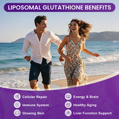MEGNETA Liposomal Glutathione glass with water showing a ready-to-drink mix