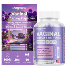 MEGNETA vaginal tightening capsules bottle for daily discreet support