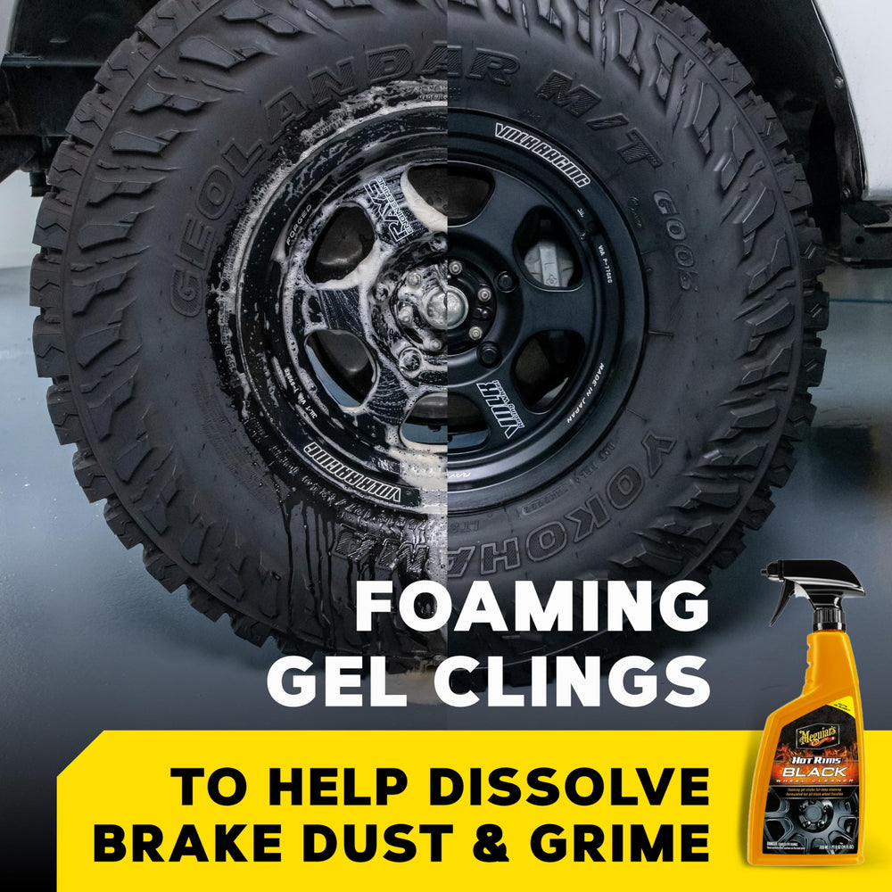 Meguiar's Hot Rims Black Wheel Cleaner dwell time foam on wheel surface