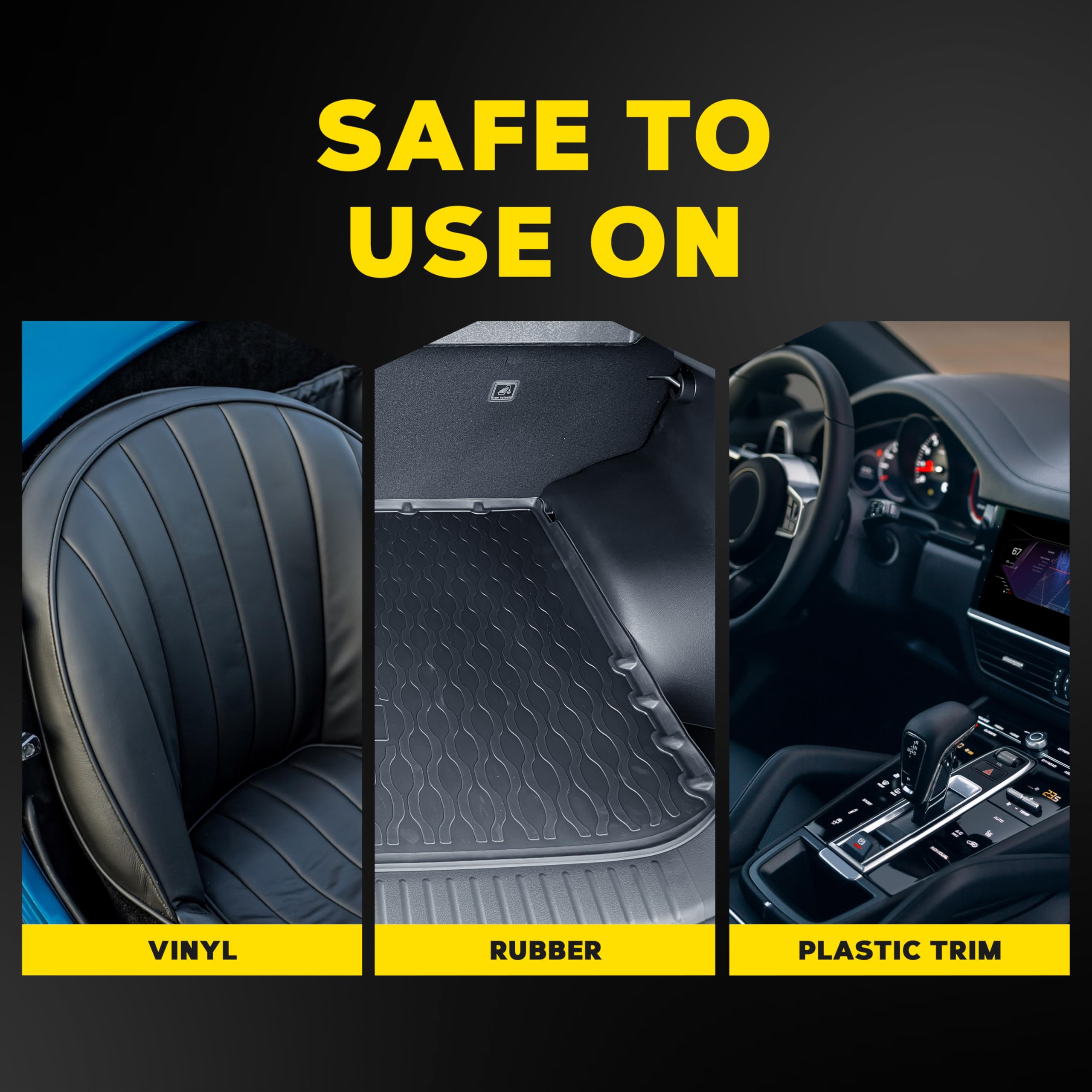 Interior plastic protection with Meguiar's Ultimate Insane Shine for dust resistance.