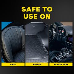 Interior plastic protection with Meguiar's Ultimate Insane Shine for dust resistance.