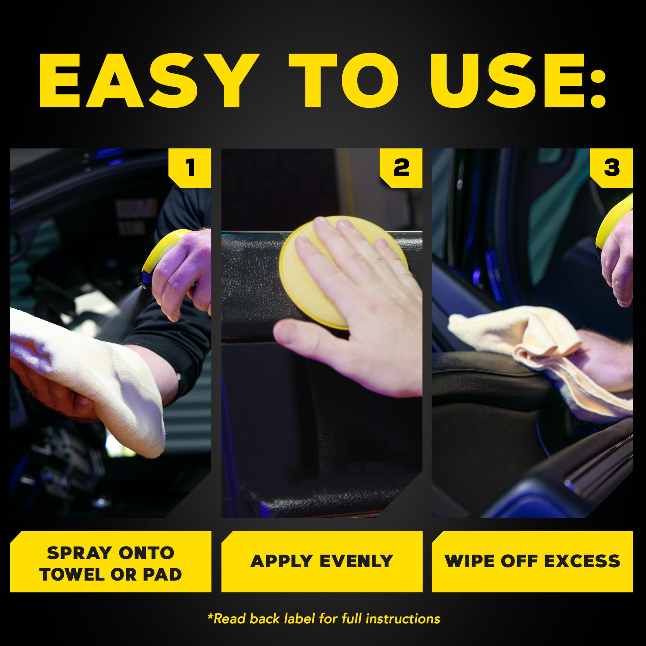 Spills and liquids repel with Meguiar's shine protectant on interior surfaces.