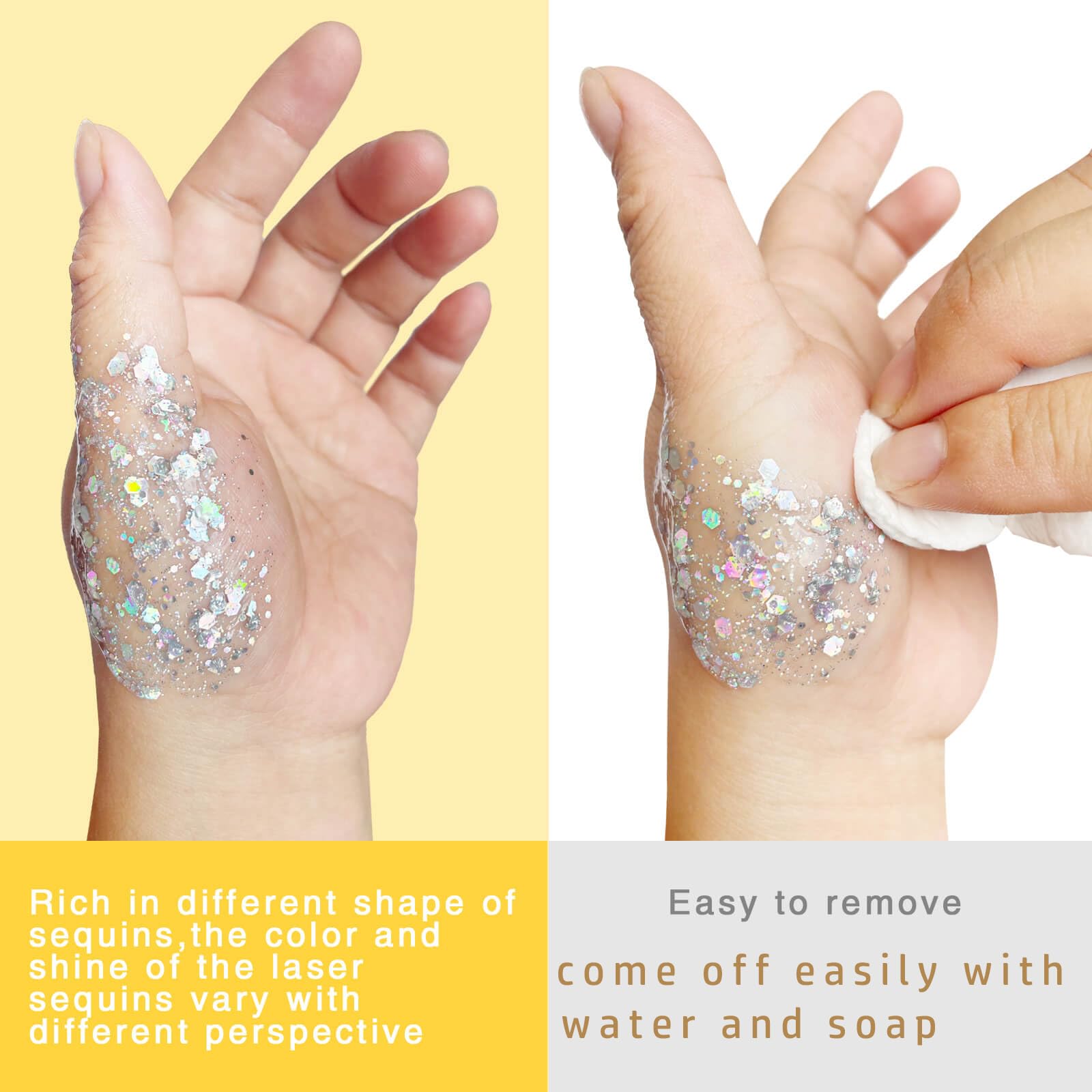 MEICOLY eyelid glitter detail adds eye-catching shimmer