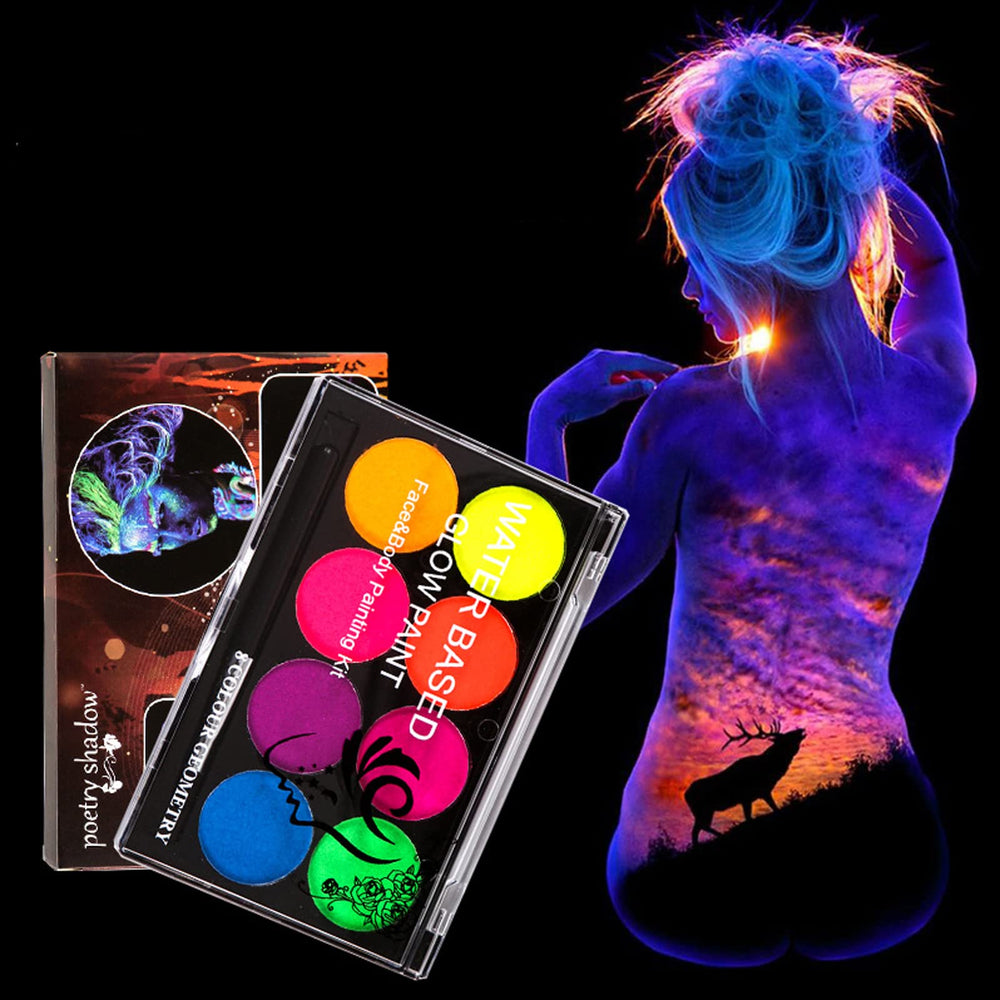 Meicoly Glow party look at festival showcases versatile neon makeup.