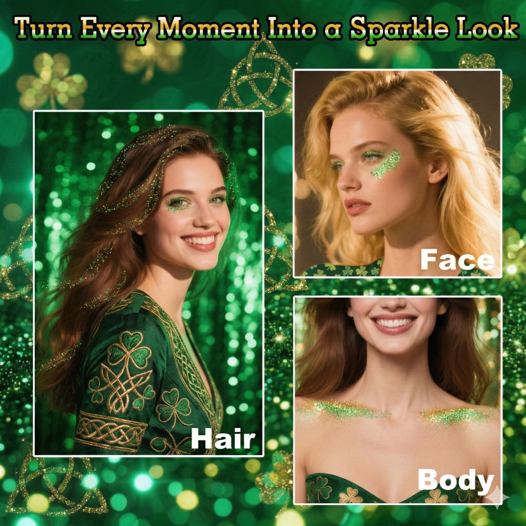 MEICOLY Green Glitter Stick ideal for alien makeup and costumes.
