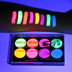 Meicoly Neon Face Paint palette with eight bold colors for bold party looks.