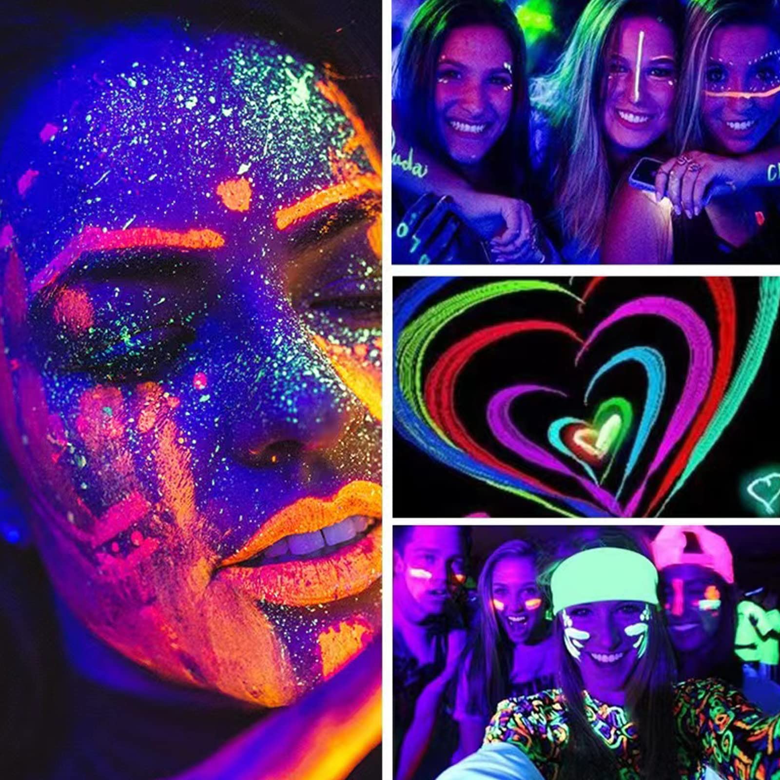 Meicoly Neon face paint is washable with soap and warm water.