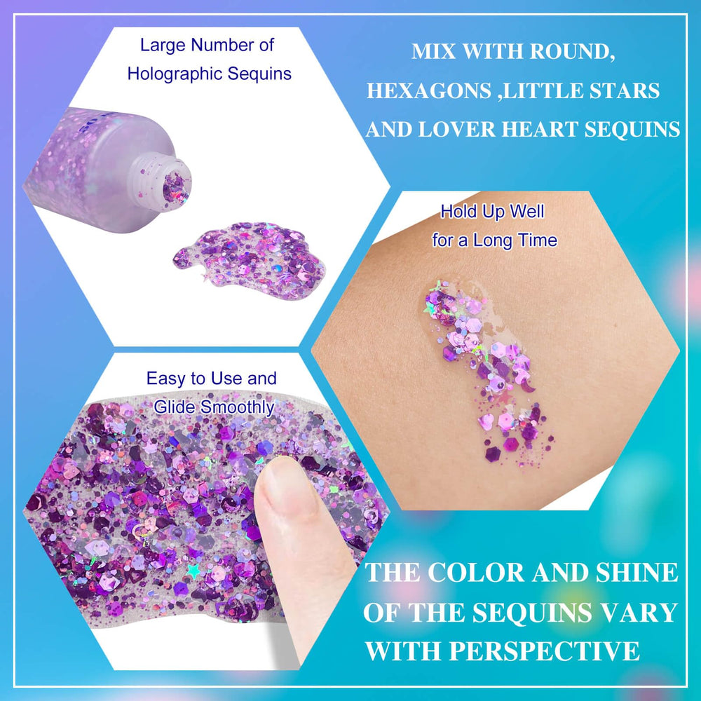 Meicoly self-adhesive face glitter applies quickly without glue