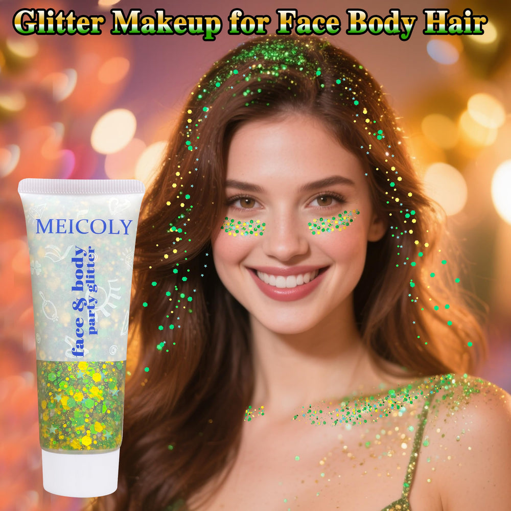 MEICOLY water-wash-off glitter cleans up in seconds