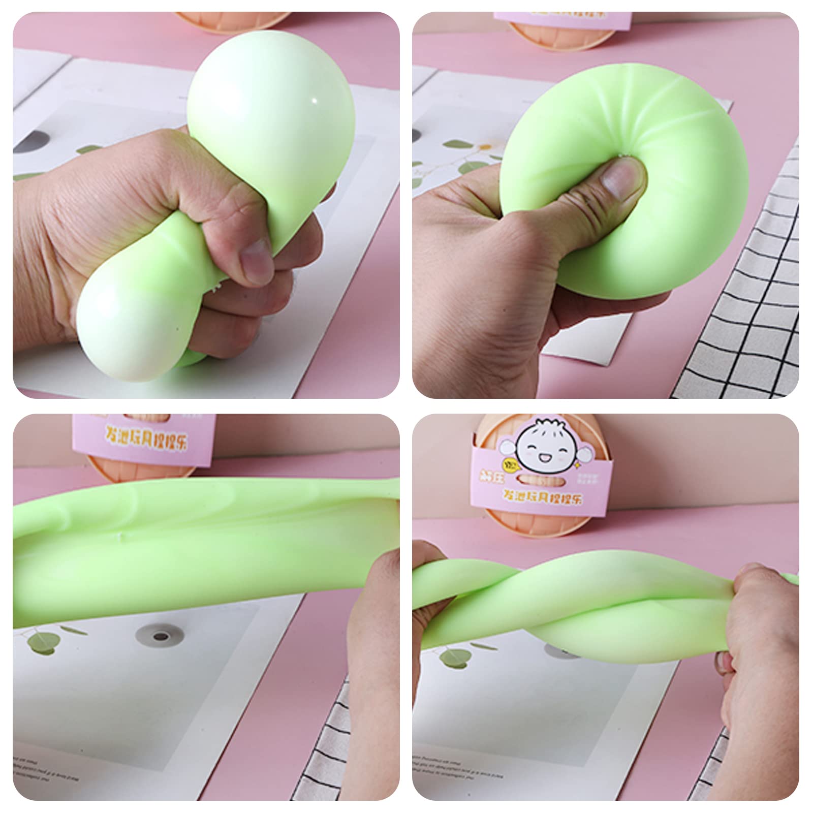 MEIEST pink dumpling stress ball with steamer for quick calm during breaks.