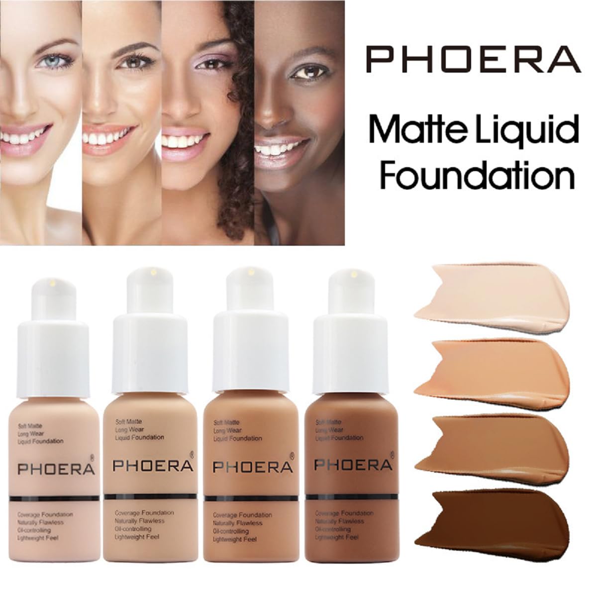 Meifen Phoera Foundation full-coverage application demonstrates even skin tone.