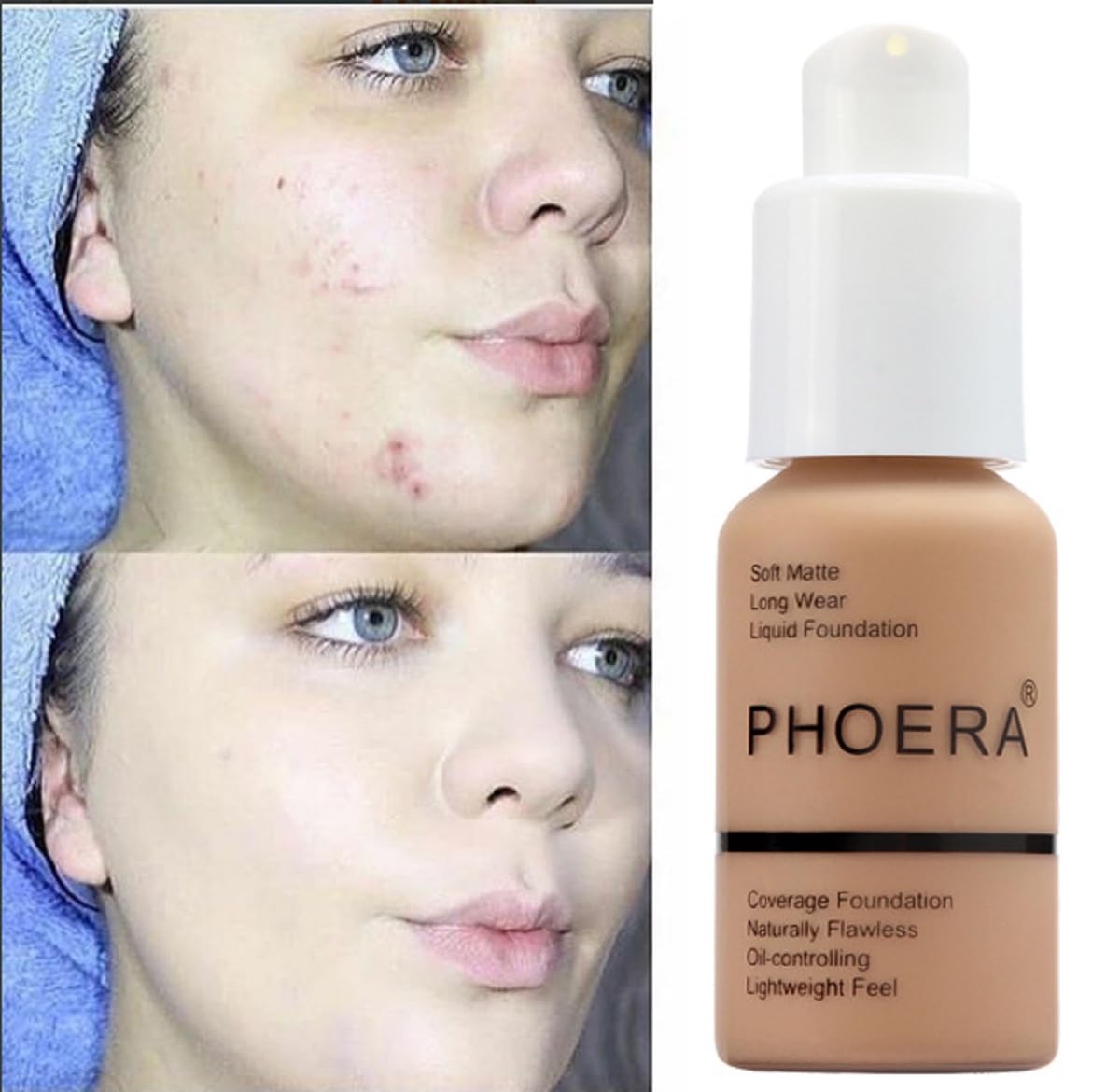 Meifen Phoera Foundation shake-before-use tip ensures smooth color distribution.