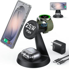 Meifigno 25W magnetic wireless charger for Samsung S26 with fast charging mode.
