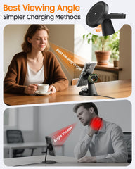 Meifigno magnetic watch charger stand keeps Galaxy Watch secure during charging.