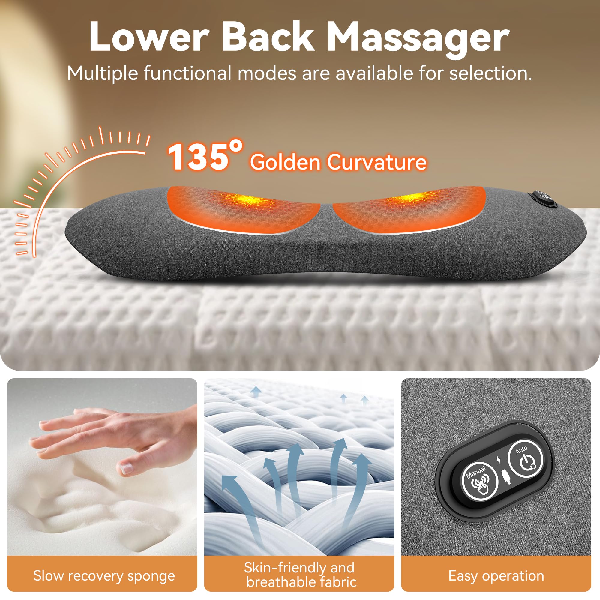 Meijinex 3in1 Smooth Spine Pillow memory foam core contours to the back