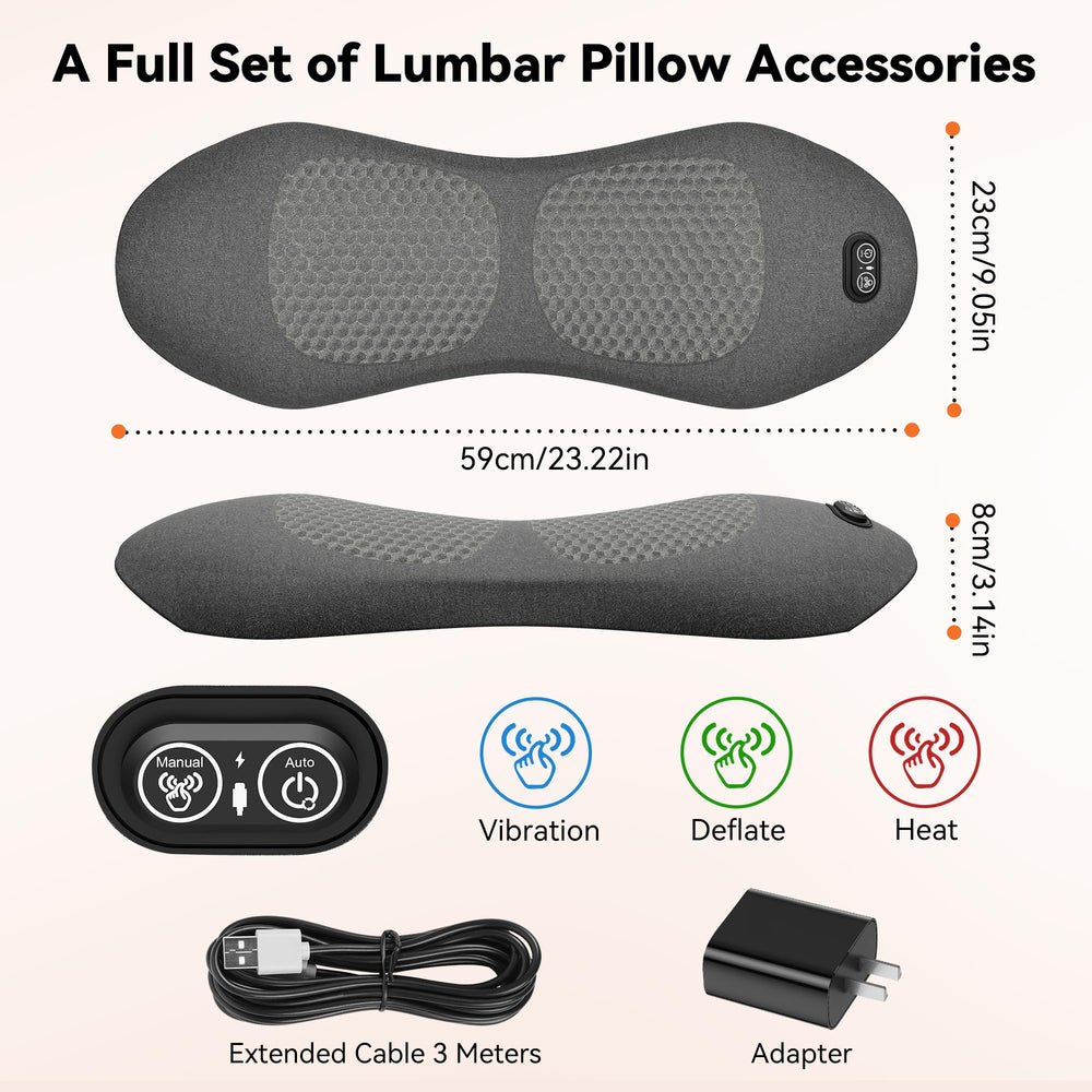 Meijinex 3in1 Smooth Spine Pillow USB-C cable and controls for easy setup