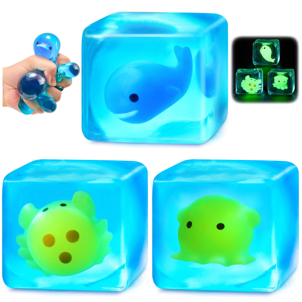 Meijoy Squishy Stress Cube with ice exterior for satisfying squeezes.