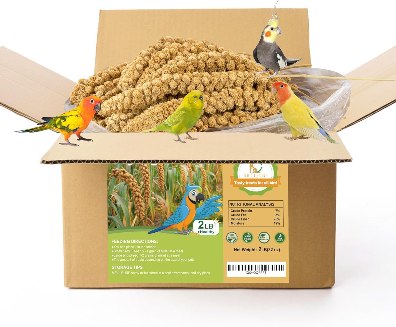 MEILLEURE spray millet for parakeets, natural energy snack to support activity