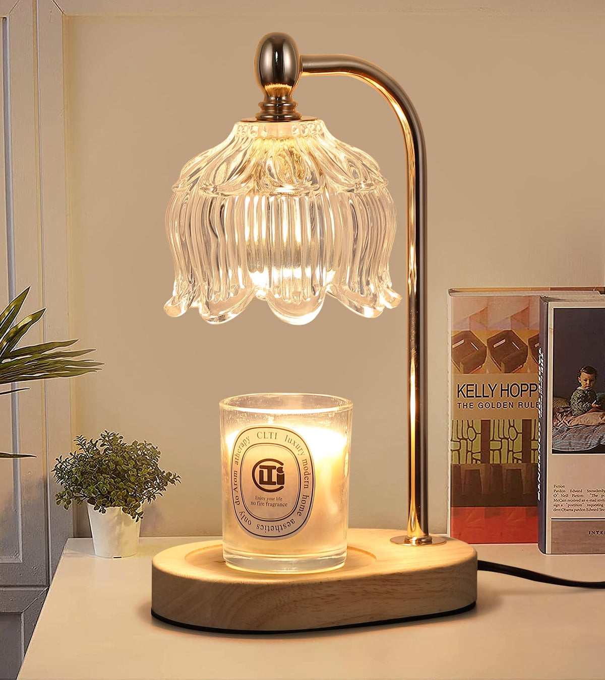 MEIXISUE candle warmer lamp with timer and dimmer for safe, smoke-free ambiance.