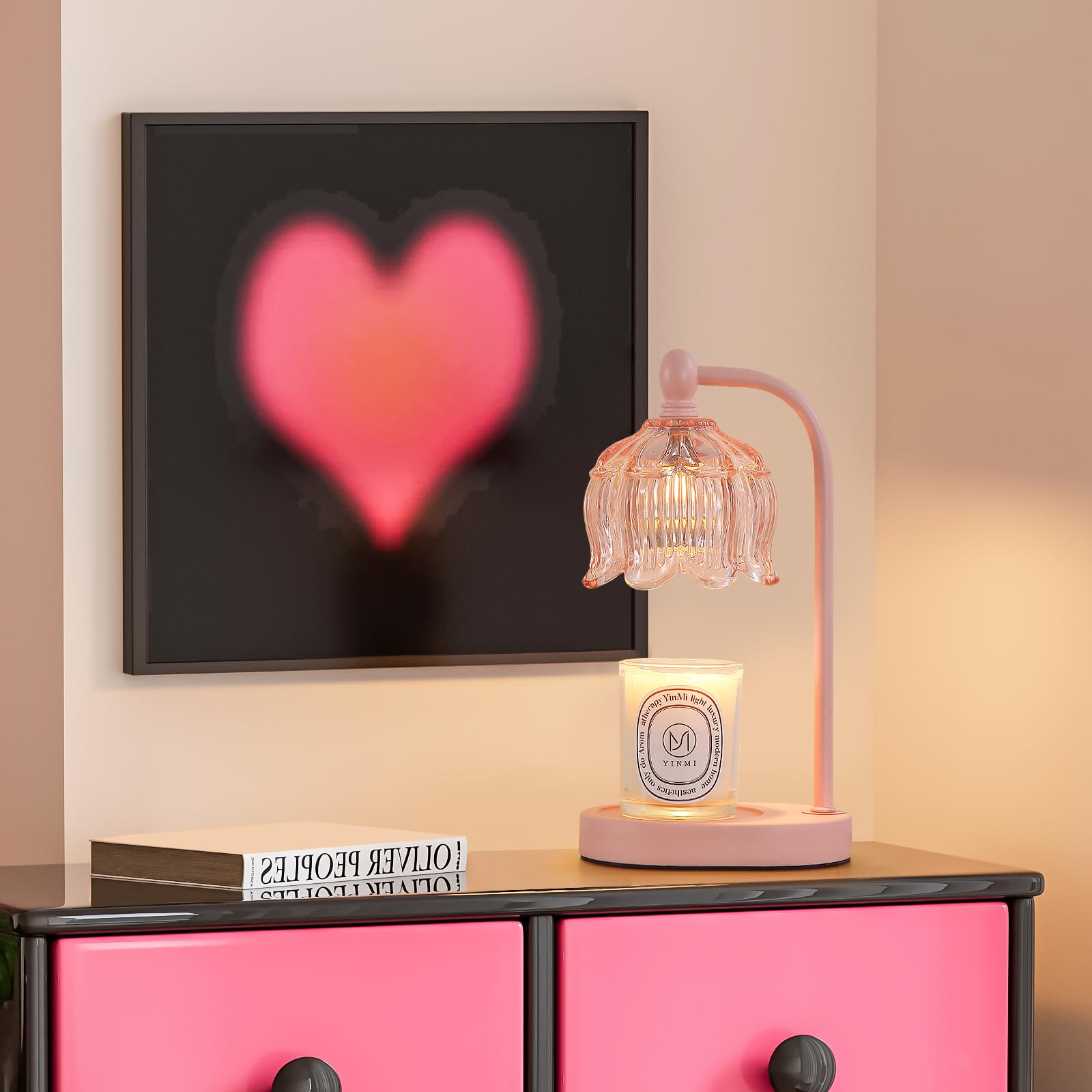 MEIXISUE pink candle warmer in gift-ready packaging