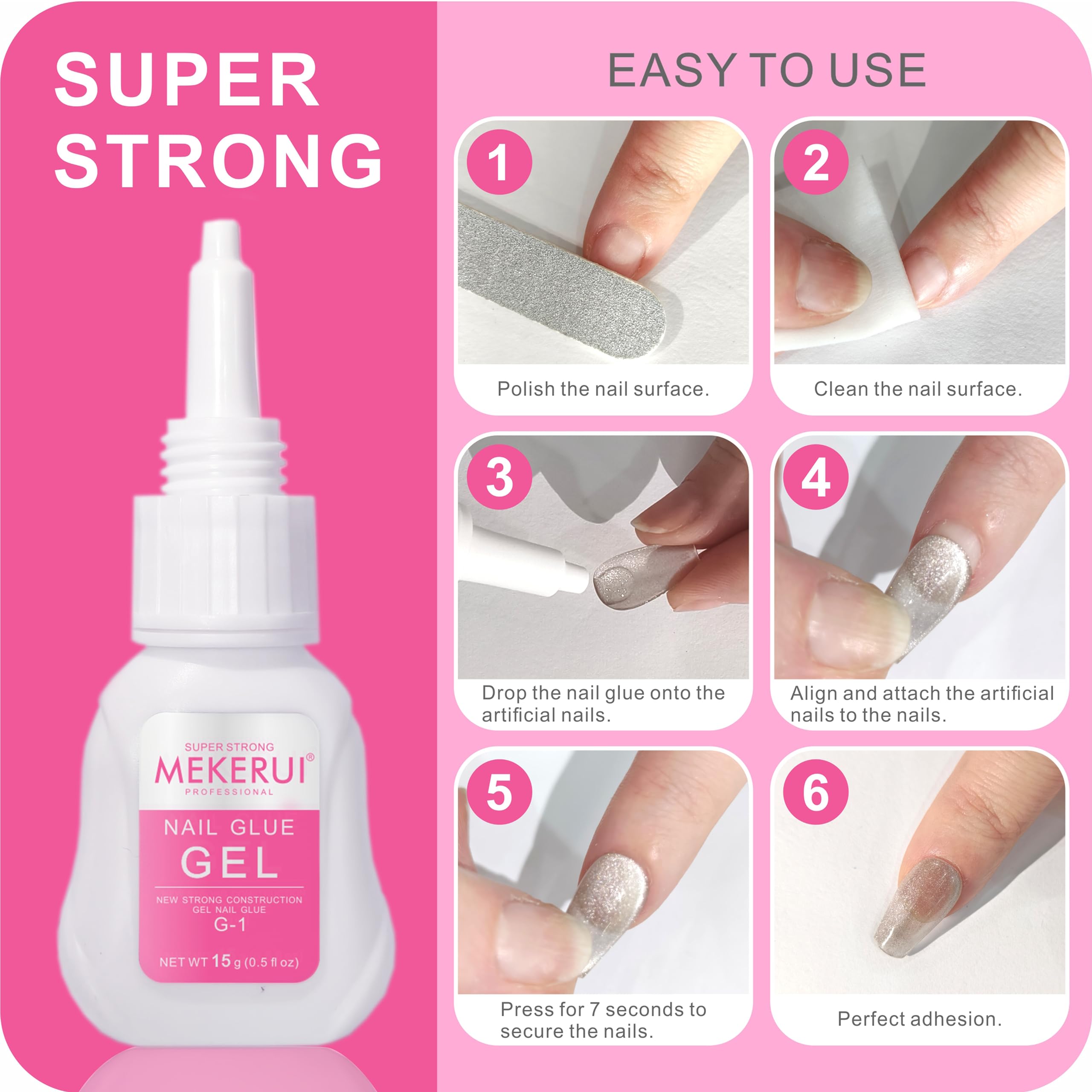 MEKERUI gel 7-second air-dry enables quick, mess-free application.