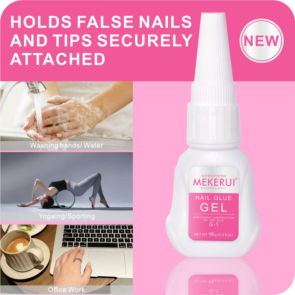 MEKERUI gel adheres nails securely with a precise finish.