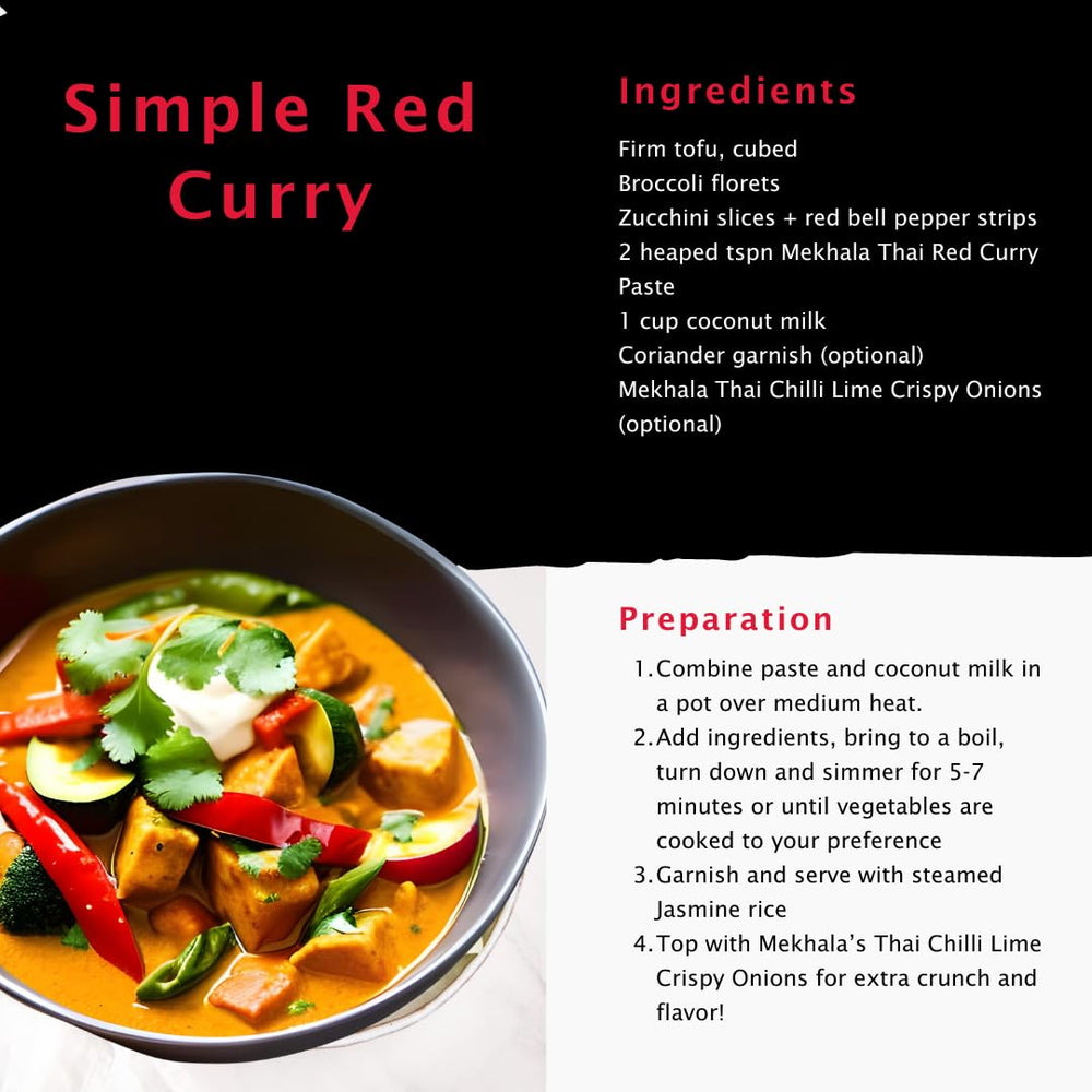 Mekhala red curry paste prepared for stir-fry with crisp vegetables
